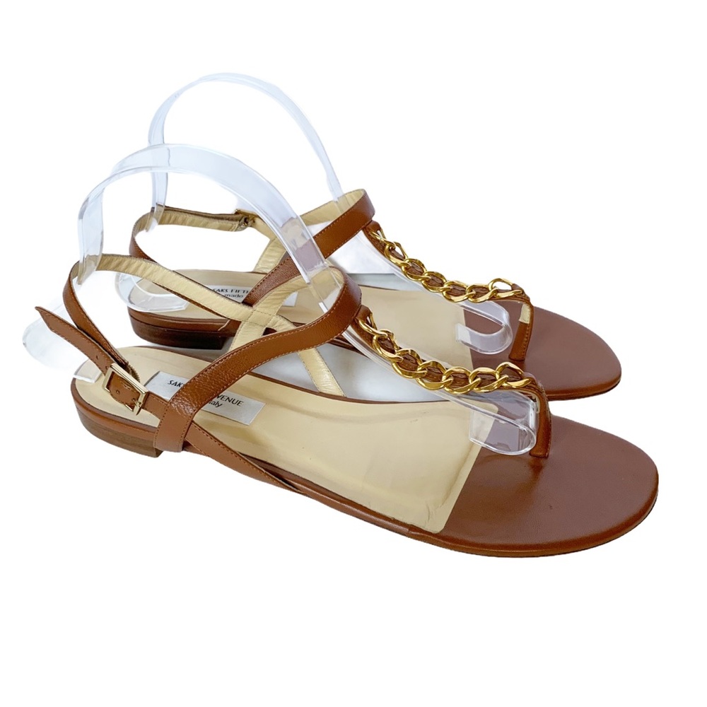Saks Fifth Ave leather chain sandals fits size 10